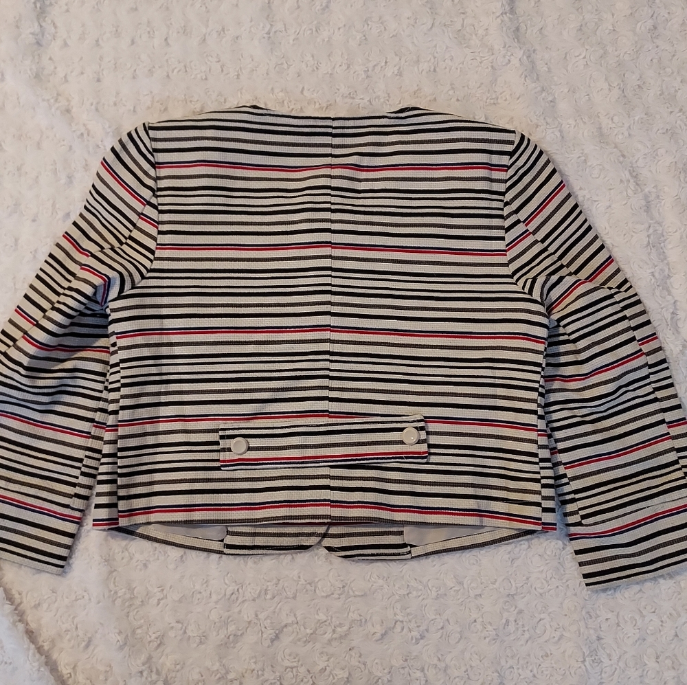 Tulle Original Chic Unique Striped Bolero style lined blazer Stylish Office - Picture 4 of 14